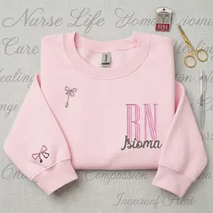 Custom Embroidered Nurse Sweatshirt, Personalized RN Name Sweatshirt, Custom Nursing Graduation Gift, Nurse Gift for Her, Medical Student Apparel, BSN RN Gift, Nursing School Keepsake