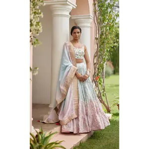 Bethany Banarasi Silk Tie Dye Lehenga with Hand Embroidered Blouse