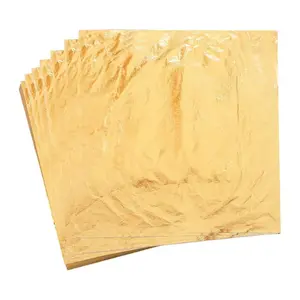 100pcs Square Imitation Foil Paper, Imitation Gold Leaf Sheet, Paint Resin Arts Crafting DIY Decoration Supplies