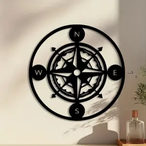 1pc Nautical Compass Metal Wall Art, Nautical Compass Statue Mural, Perfect for Living Room Wall, Office Wall, Kids Room Wall, Travel Decor, Ideal Gift for Explorers, Powder-Coated Metal