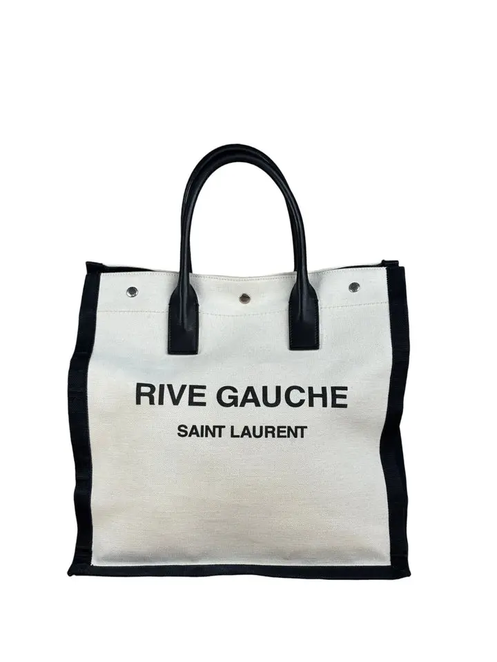 Pre-owned Yves Saint Laurent Canvas Shoulder Bags Saint Laurent Beige/Black Rive Gauche Tote Bag