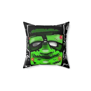 Frankie Square Pillow, Frankenstein, Graffiti, Bold Colors - Home Decor, Halloween Pillow, Spun Polyester Cushion, Unique Gift, Halloween