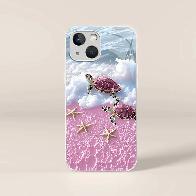 Cute tropical summer vacation phone case, clear coastal island ocean bumper for iPhone 13 mini — 975