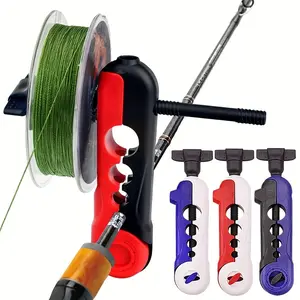 2-Pack Quick-Rotate Fishing Line Winder Tool, 4-Hole Design for Various Rod Sizes, Durable Plastic Handle, Adjustable Tension Knob