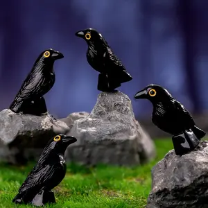 Cute Crow Resin Decorations, Halloween Spooky Cross-Border DIY Animal Figurines, Adorable Handmade Miniature Ornaments, Resin Ornament Set