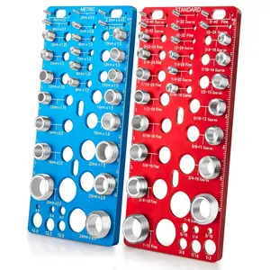 62 count Nut and Bolt Thread Checker - 25 Standard + 25 Metric Thread Gauges | 12 Drill Bit Gauges, Wall-Mountable Bolt Size Finder for Identifying Fastener & Drill Bits