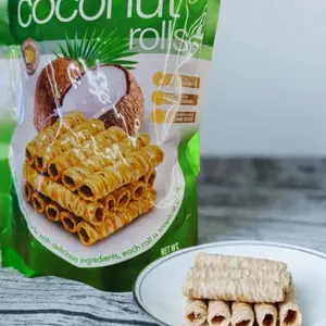 Tropical Fields,Crispy Coconut Rolls with Roasted Black Sesame Seeds, Dairy-Free Snack 2.1oz