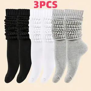 3 Pairs Socks for Women Men Slouchy Soft Knit Stacked Socks All Seasons Comfortable Casual Wear