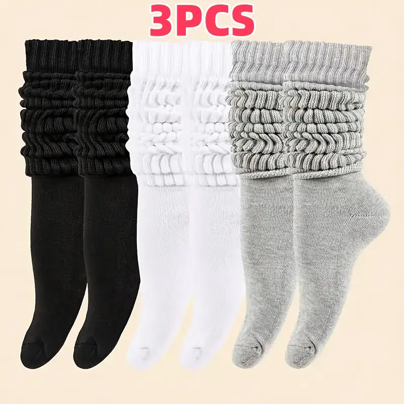 3 Pairs Socks for Women Men Slouchy Soft Knit Stacked Socks All Seasons Comfortable Casual Wear