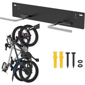 Wall Mount Fat Tire Bike Rack for Garage Storage, Heavy Duty Vertical Hanger Hooks Max 100lbs, Holds 2 Fat Tire Mountain Bikes