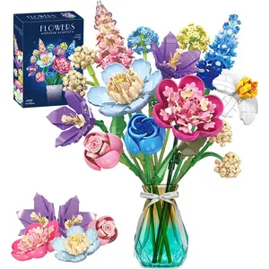 Wildflower Flowers Bouquet Building Set, Botanical Collection Blocks Kit Compatible with Lego Flowers, 880 PCS Artificial Flower Toys Home Office Decor Gifts
