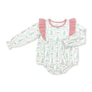 Christmas tree Print Long Sleeve OnePieces for Girls