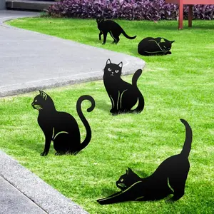 Cat Garden Stakes, Cute Cat Silhouette Decorative Ornament, Outdoor Statues for Yard, Garden, and Lawn Decoration