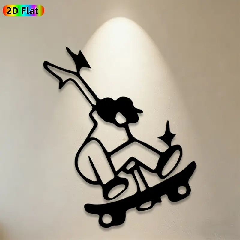 1pc Skateboarder Metal Wall Art, Dynamic Skateboarder Statue Mural, Ideal Gift for New Year, Christmas, Skate Culture Enthusiasts, Rust-Resistant Metal Wall Decor Wall Sculptures, Perfect for Bedroom Wall & Garden Fence, Cool Urban Decor Accent