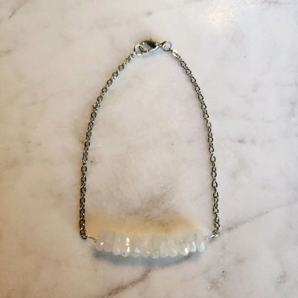 Lunar Veil Bracelet | Rainbow Moonstone Sterling Silver Wrapped Bracelet | Handmade Crystal Jewelry