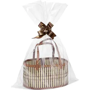 4Set Large Sturdy  Baskets for Gifts Empty - Hold 15 lbs Each, Easy to Assemble, Rustic Gifts Wrapping Basket Kit for Graduations/ Mother's Day/ Birthdays/  Shower/ Wedding/ Housewarming