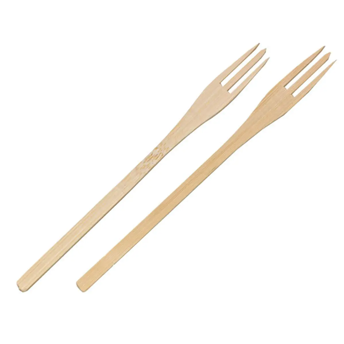 Trident 5.5 inches Bamboo Disposable Forks - Heat Resistant, Biodegradable Cutlery for Home, Party Use, Cold Food Service; Essential Home & Festive Party Supplies