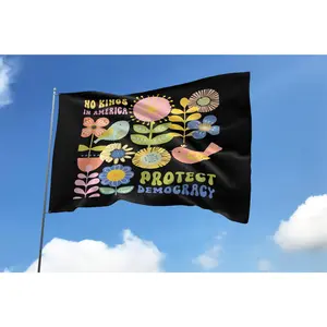 Protect Democracy Floral Flag No Kings In America Protest Flag Political Statement Flag Democrat Gift Activist Apparel Flag Ohrg08