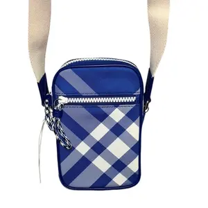 Pre-owned BURBERRY nylon Mini Bags PreOwned Blue Check Mini Crossbody – NWT