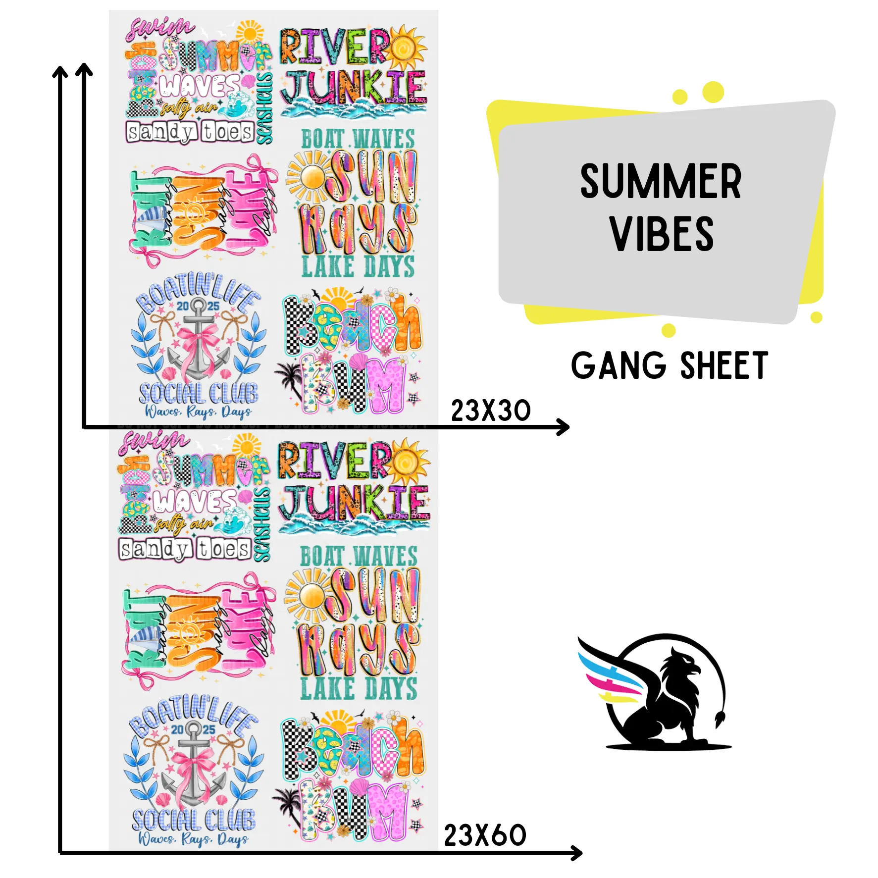 Summer VIbes | Premade DTF Transfer Gang Sheet For Graphic Tees Summer VIbes | Premade DTF Transfer Gang Sheet For Graphic Tees