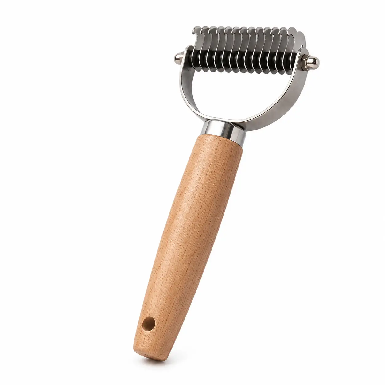 KAVRENLO Precision Grooming Rake - Stainless Steel Double-Sided Dog Dematting Comb, Gentle Mat & Knot Removal Tool with 1-Click Undercoat Cleaning Function