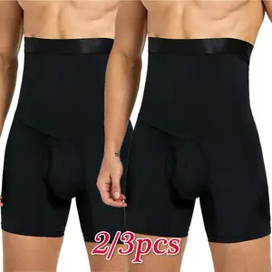 1/2/3PCS Men's Tummy Control Shorts  Thigh Slimmer Compression Girdle Underwear High Waist Trainer Shapewear Body Shaper Boxer Briefs Seamless Shapewear