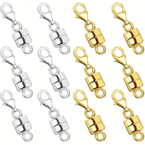 Magnetic Necklace Clasp with Lobster Clasp, Magnetic Jewelry Clasps for Necklaces and Bracelet Extender Closures, Necklace Extender, Polished Finish, Versatile Finish