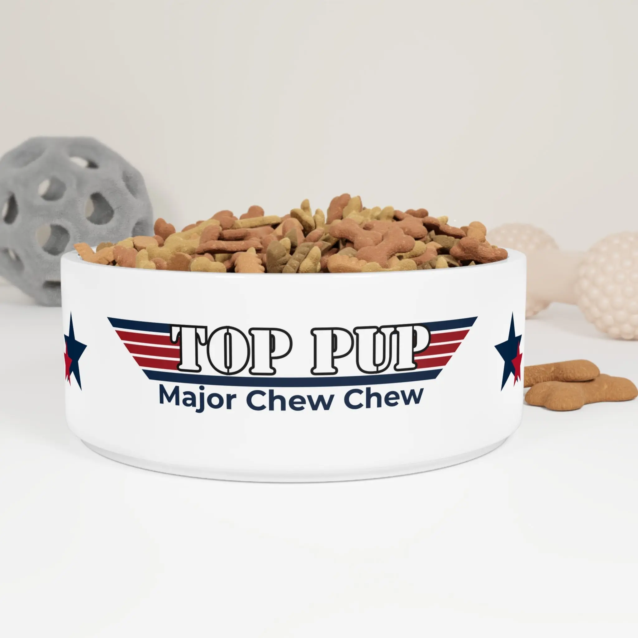 Top Pup – Personalized Pet Bowl Military-Inspired Custom Ceramic Bowl with Bold Graphic & Name Personalization for Small to Medium Dogs 16oz Capacity Microwave & Dishwasher Safe