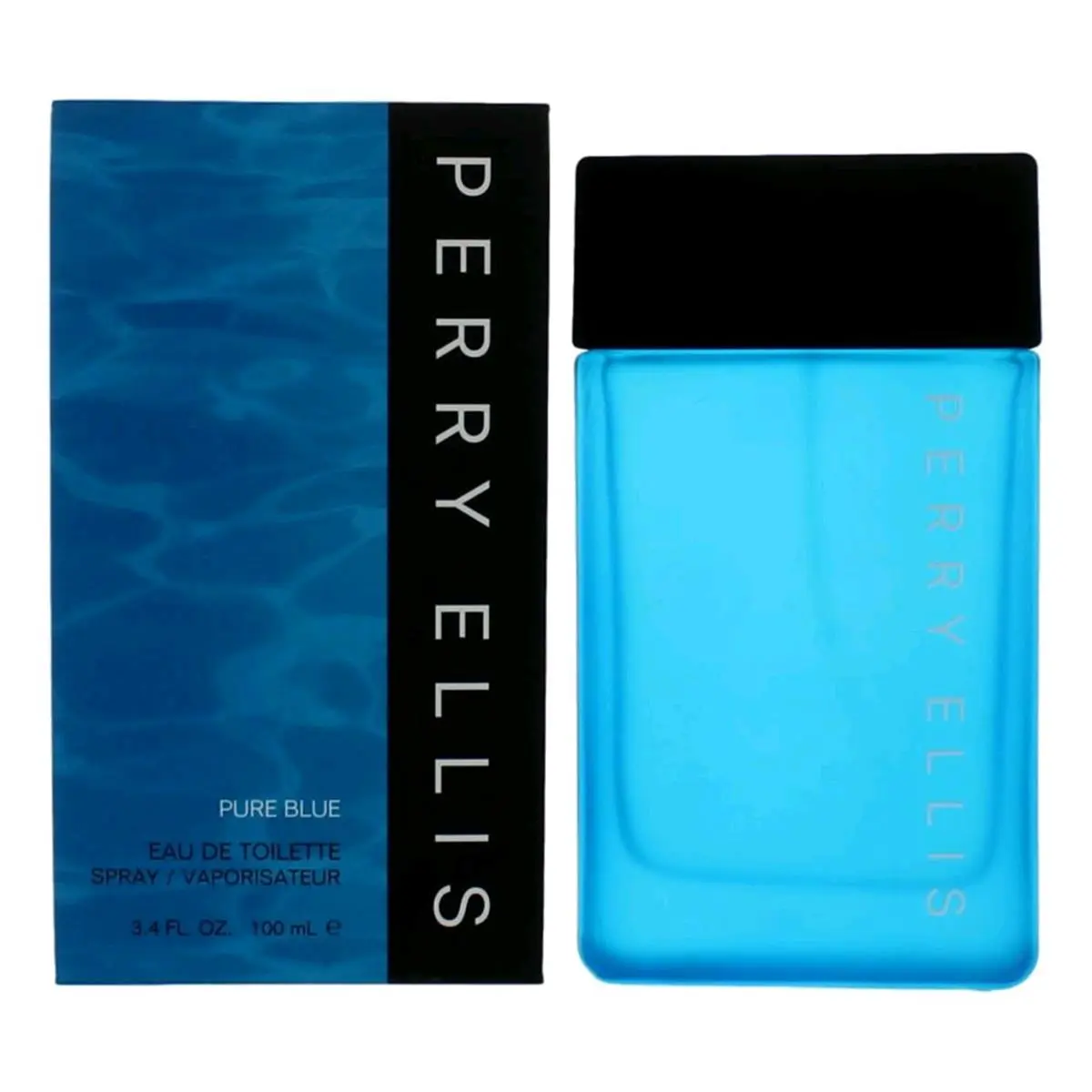 Perry Ellis Pure Blue Eau de Toilette Spray for Men, Woody Citrus Amber Scent Cosmetic Cologne, Fresh Fougere Notes, 3.4 oz