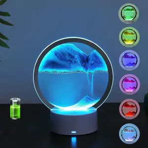 Moving Sand Art Table Lamp, USB LED Craft Quicksand Night Light, Dimmable Moving Hourglass Night Light for Home Bedroom LivingRoom Decor,Christmas Gift for Men & women, Home Decor Accessory, TikTokShopCyberMonday