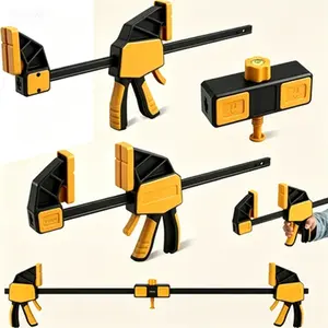 12-Inch F Clamps 3-Pack, Quick-Release Bar Clamp with Leveling Block, 350LBS Load Capacity, One-Handed Wood Clamp for Woodworking, Spreader Clamp for Crafting, Heavy Duty Clamping Tool