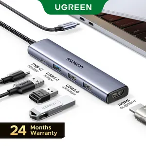 UGREEN 5in1 USB C Hub（HDMI Cable Not Included) Type C to PD 100W Power Delivery, 4K@30Hz HDMI,  3 USB-A 5Gbps Data Ports, Type C Multiport Adapter for Macbook Air Pro, iPad Pro, XPS, Computer Accessories,tiktokshopmemorialday