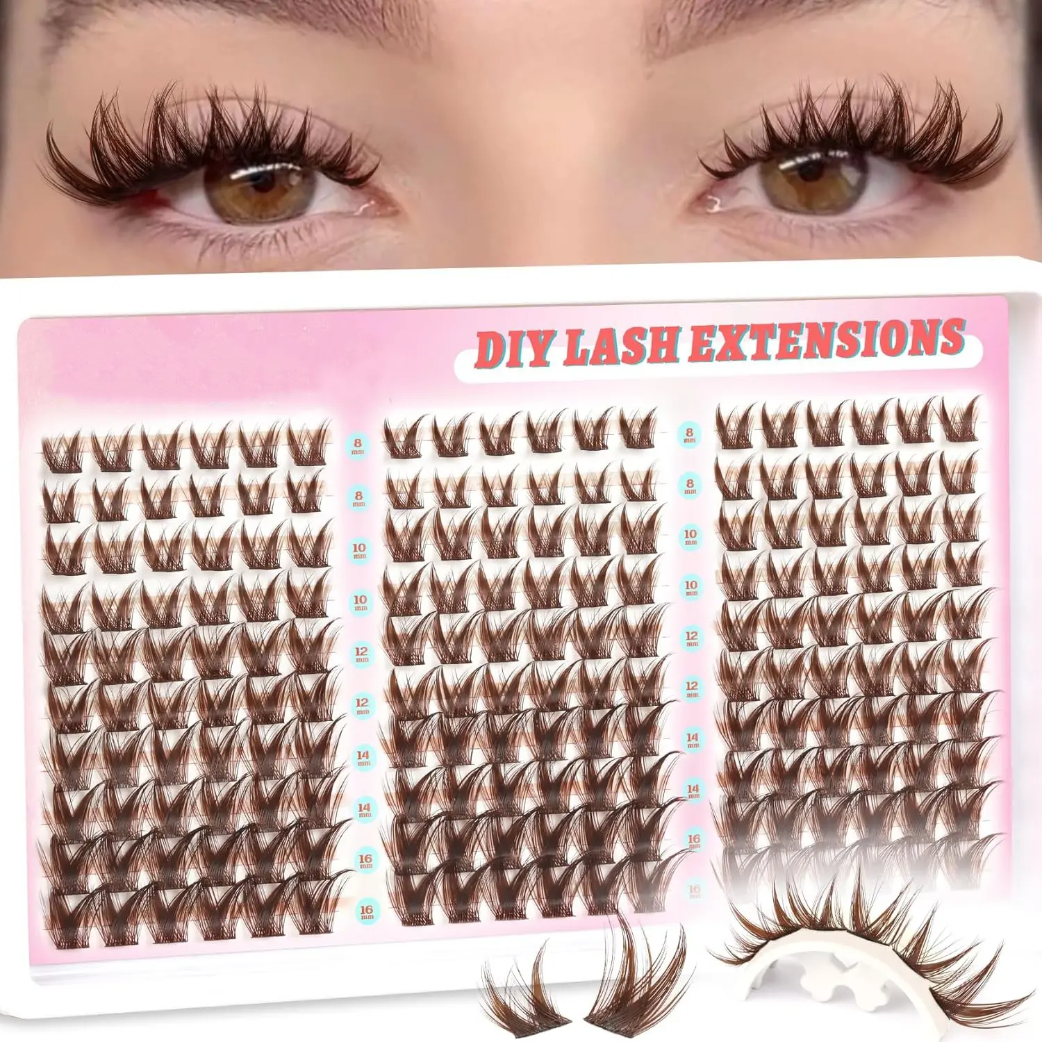 Anime Style False Eyelashes, DIY Lash Clusters, Rabbit Hair Natural Cluster, Lash Extensions 8-16mm, 180 Pcs, C Curl Lashes for Home Use