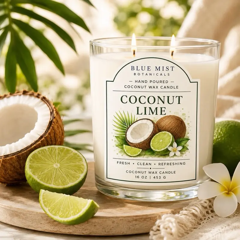 Luxury Coconut Wax Double-Wick Candle, Coconut Lime Scent
