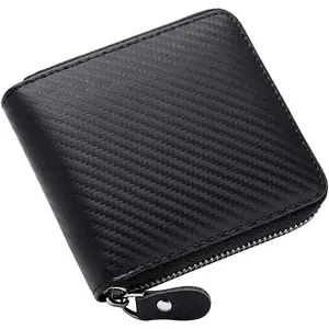 Men's Leather Zipper Wallet RFID Blocking Zip Around Wallet Bifold Multi Card Holder Purse