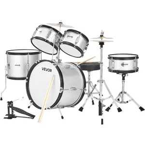 VEVOR Kids Drum Set, 5 Piece 16in Beginner Youth Full Drum Set with Bass Toms Snare Floor Drum Adjustable Throne Cymbal Hi - Hat Pedal and Two Pairs of Drumsticks, Starter Drum Kit for Child Kids, BlackVEVOR Super Brand Day