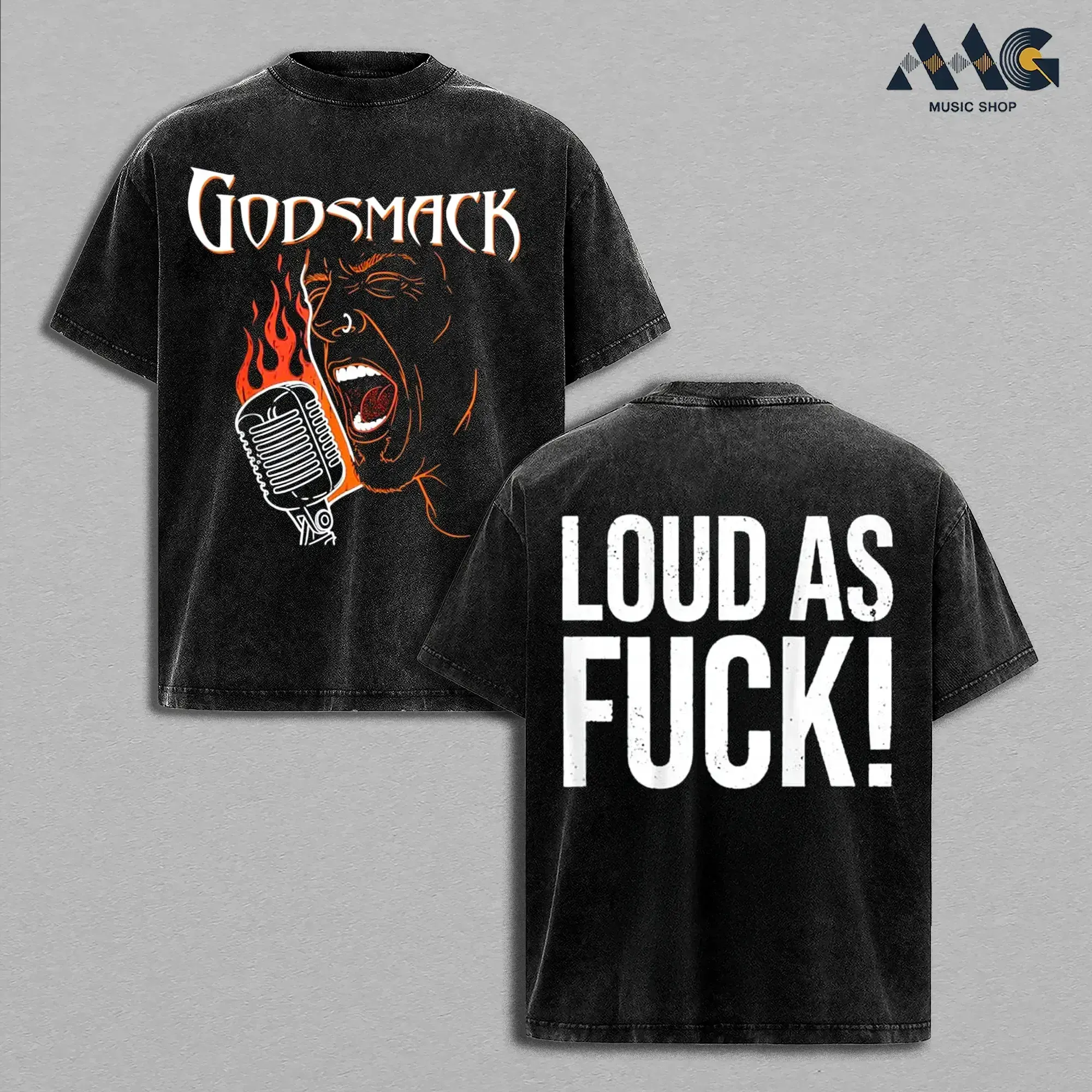 Godsmack Loud As Fnck Screaming Singer Black Cotton Top, Alternative Metal Rock Band Concert Merch, Oversized Graphic Tee Men, Y2k Casual Fashion Apparel, Solid Black Heavyweight Short Sleeve Top, Graphic Tee Unisex Heavyweight