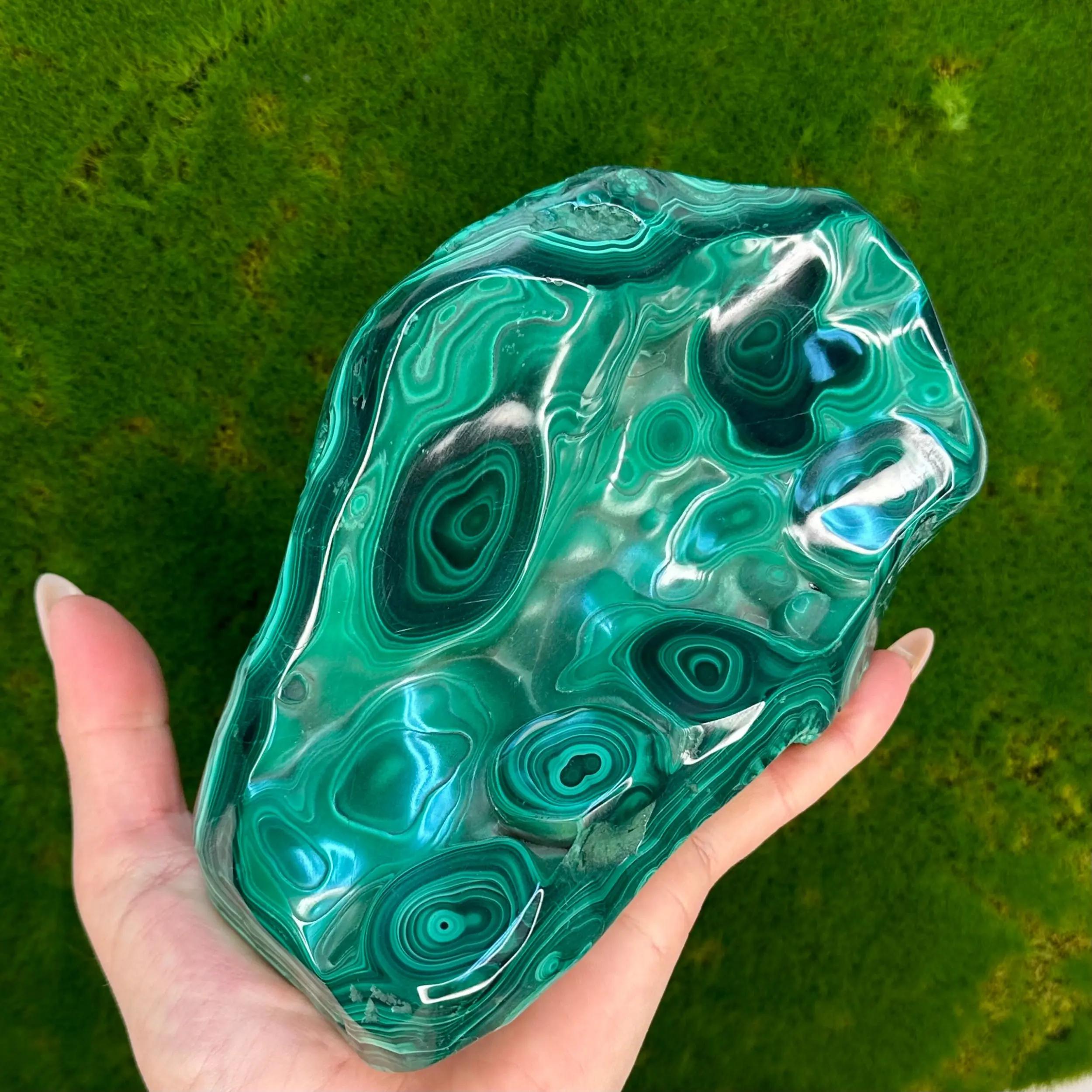 XL Malachite Freeform, Home decor, Crystal Display Polished Malachite, Energy
