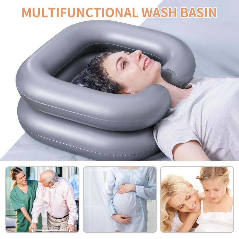 Portable Inflatable Shampoo Basin, Easy Hair Wash Tub for Bedridden and Disabled, with Neck Support and Pillow for a Comfortable Shampooing Experience - Bathtub Accessories