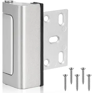 1 Pack Home Security Door Reinforcement Lock, Childproof Aluminum Frame Lock, High-Security Protection Against Unauthorized Entry, Silver Sturdy Lock Secure Latch Closure