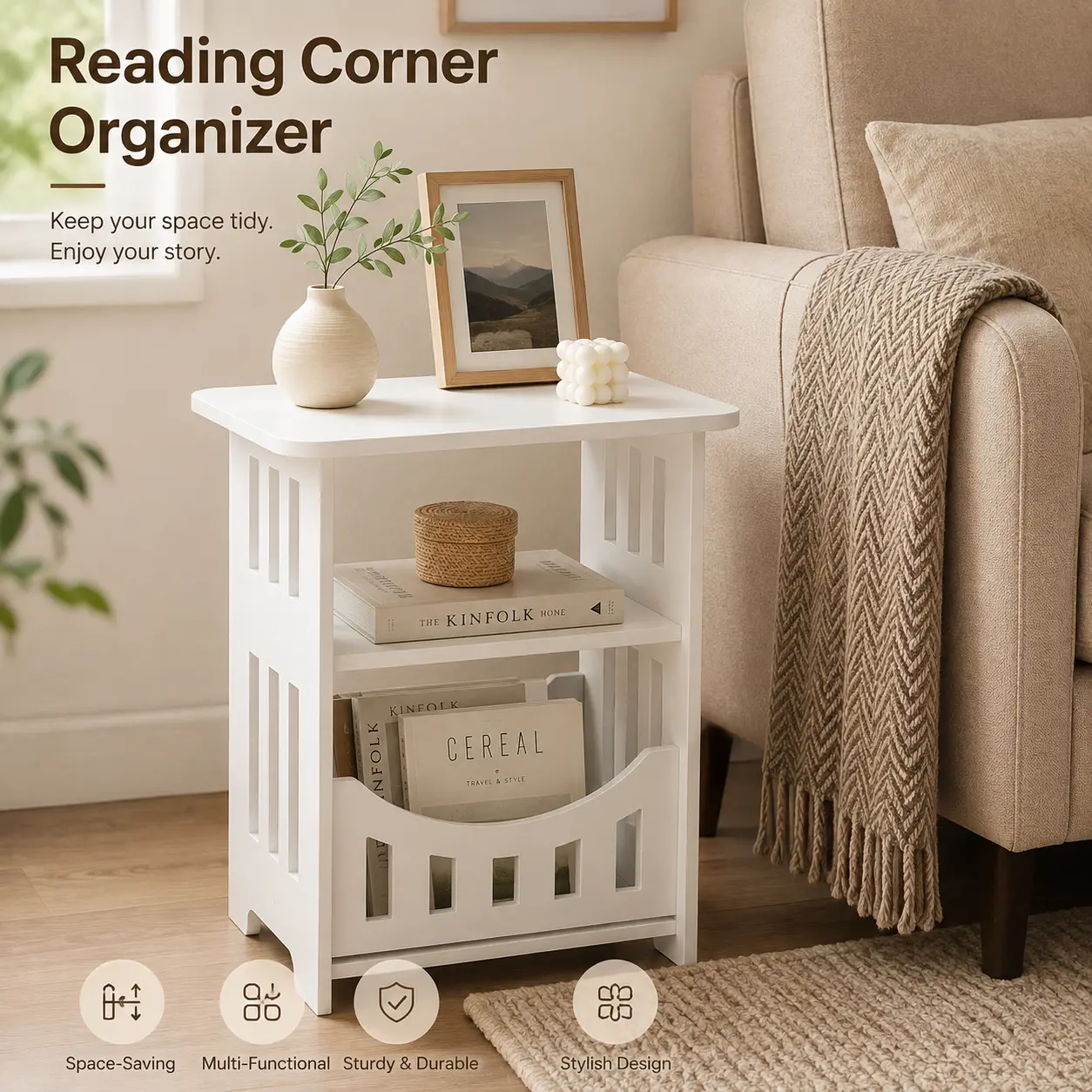 1pc Narrow Storage Cabinet (12.6"x8.6"x15.7") - Slim DrawerOrganizer Side Table with Minimal & Tiny House Shelving &Storage for Small Apartments & Dorms, Drawer OrganizerShelving & Storage