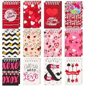 24 Valentine's Day 4'' Notepads, Mini Notesbook Set for Party Favors, Kids School Classroom Gifts Exchange