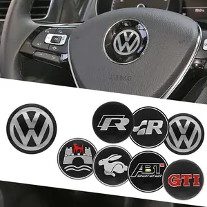 1Pcs Aluminum 45mm/50mm Car Steering Wheel Logo Sticker Emblem Badge Decoration Accessories For Volkswagen VW GTI R Line Golf Polo Tiguan Passat Sagitar Scirocco Jetta Beetle Car Styling