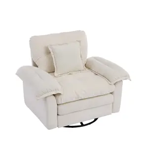 BESTER 48.43" Wide Oversized Accent Chair with Matching Pillow – Modern Upholstered Lounge Chair, 360° Swivel Base, Chenille/Suede Options, Sturdy Wood Frame, Single Sofa for Living Room Bedroom holiday discounts furniture