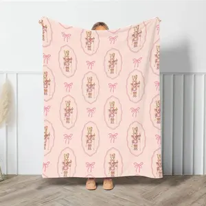 Coquette Christmas Nutcracker Blanket, Christmas Nutcracker Ballet Blanket, Nutcracker Christmas Gift,Baby Shower Gift,Birthday Gift For Her Soft Flannel Blanket with One-Side Design – Warm & Cozy