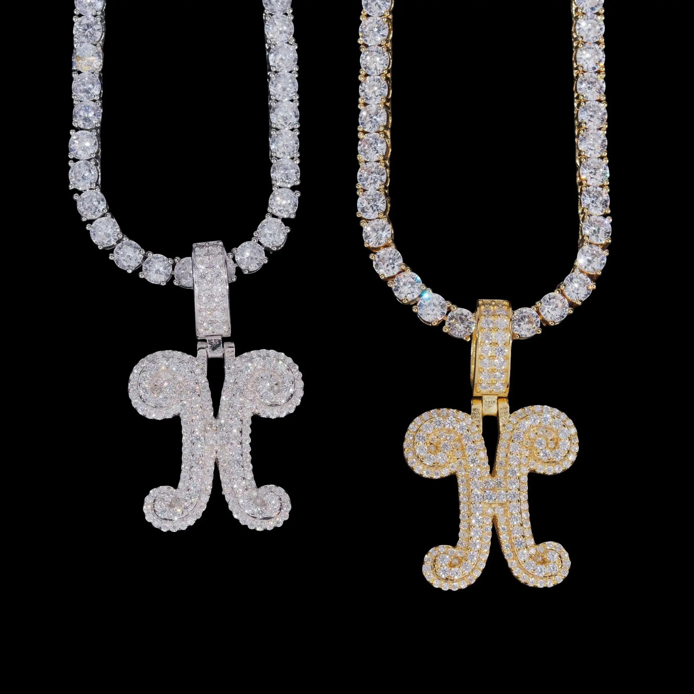 Ornate Script Letter Pendant Lab Diamond – 14k Gold
