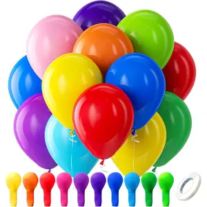 Bezente Assorted Rainbow Latex Balloons, 100 Pack 12 Inch round Helium Bright Color Balloons for Birthday Baby Shower Wedding Party Decorations Bezente