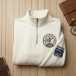 [Ship From US] Artemis II Mission Embroidered Quarter Zip, Space Enthusiast Pullover, Astronaut Sweatshirt, 1/4 Zip Sweater, Space Lover Gift