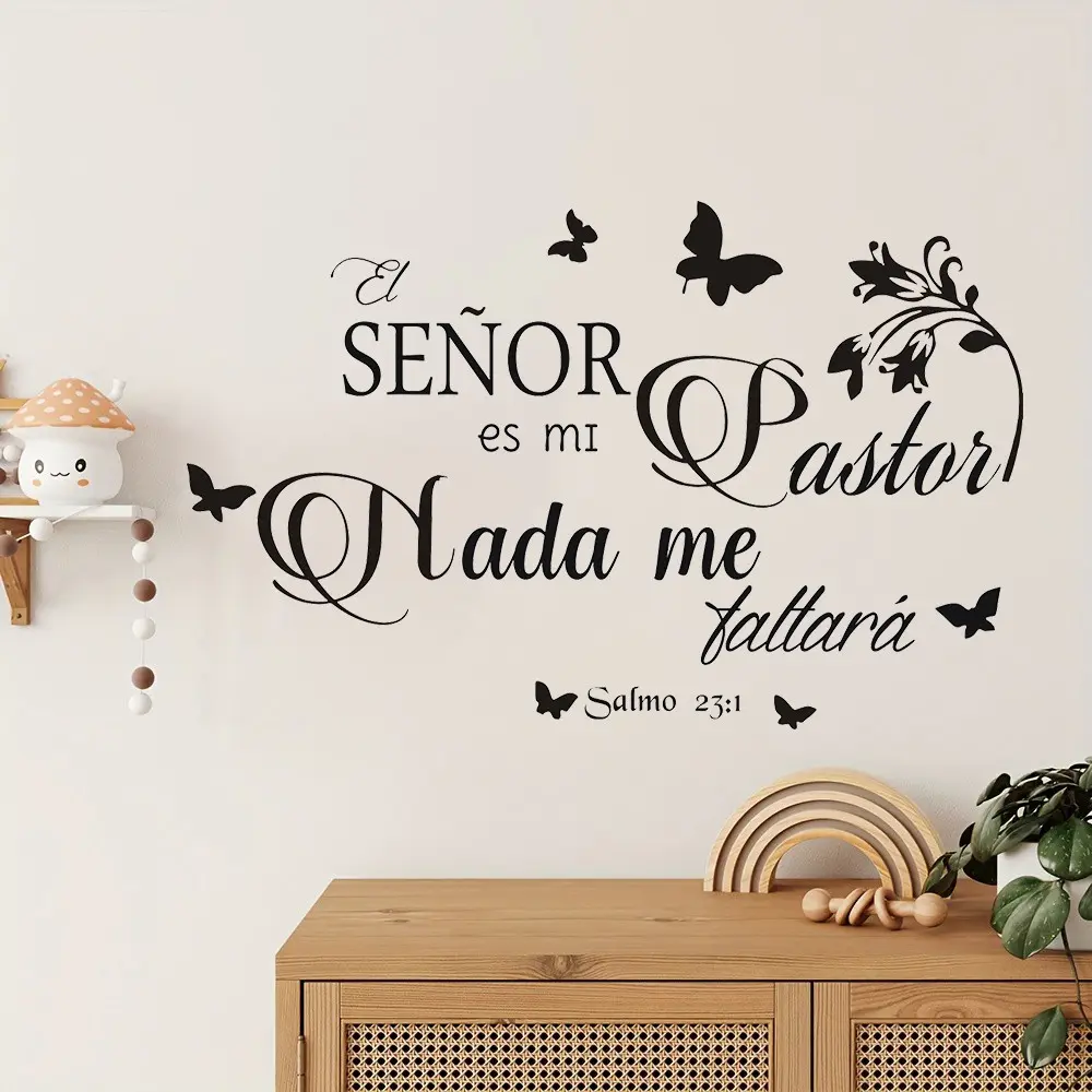 Spanish God Bless Decorative Wall Sticker, Bible Verse Christian Decal, Suitable for Bedroom Kitchen Home Decor, Flat Universal Sticker, Decoration Items