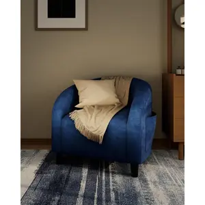 Comfy Modern Barrel Accent Chair – Suede-like or Boucle Fabric, Soft Round Club Armchair with Cushion, Perfect for Living Room, Bedroom, Waiting Room – Ideal for Home Decor